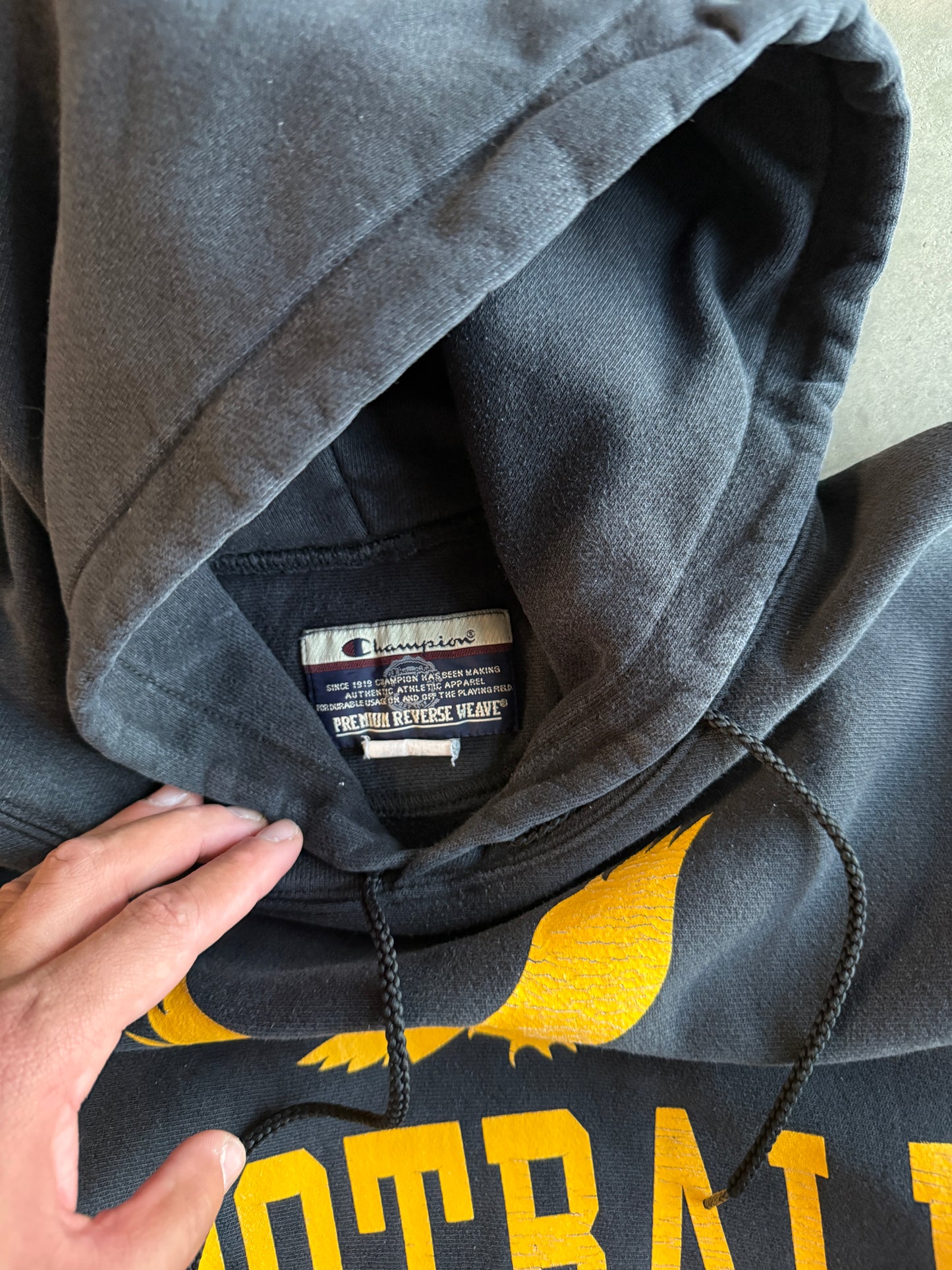 (XL) Black Champion Reverse Weave Hoodie