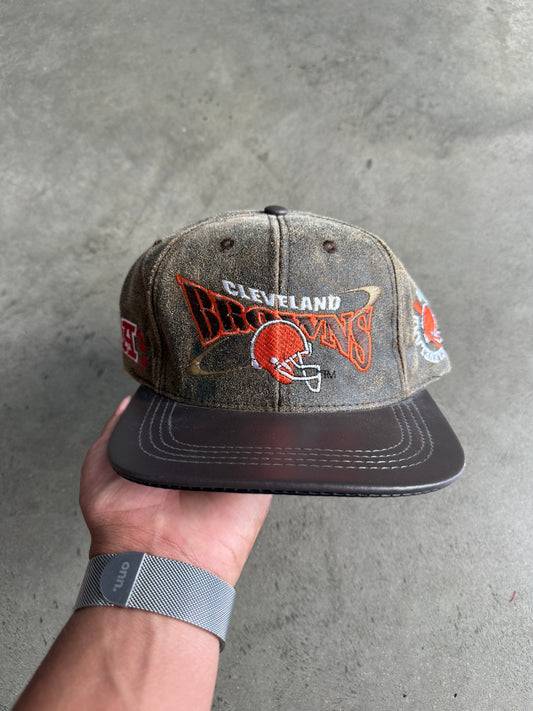 Cleveland Browns Leather Strap Back Hat
