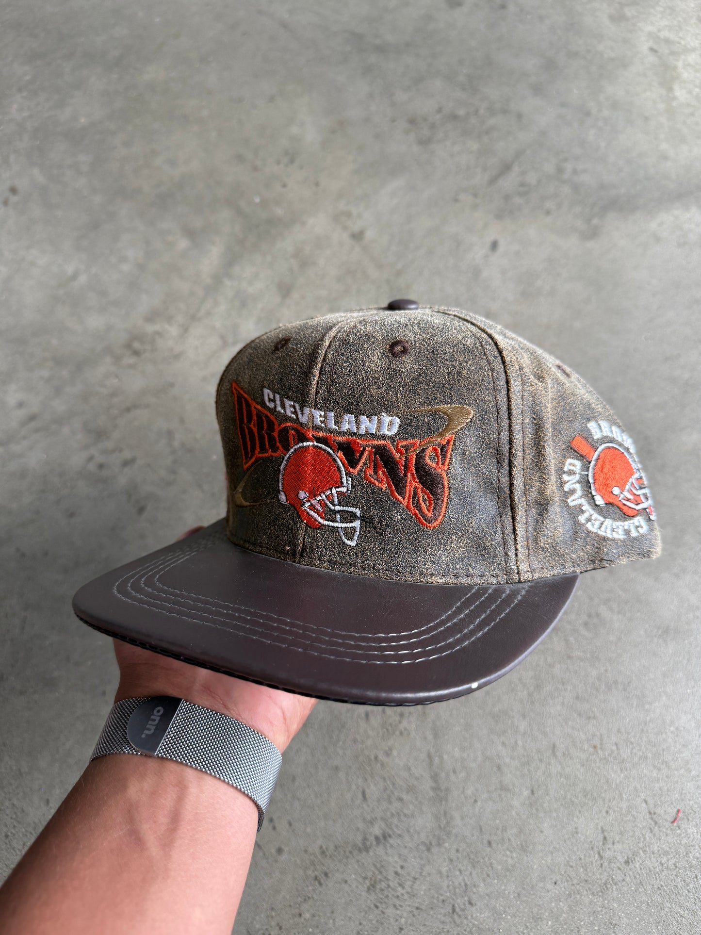 Cleveland Browns Leather Strap Back Hat