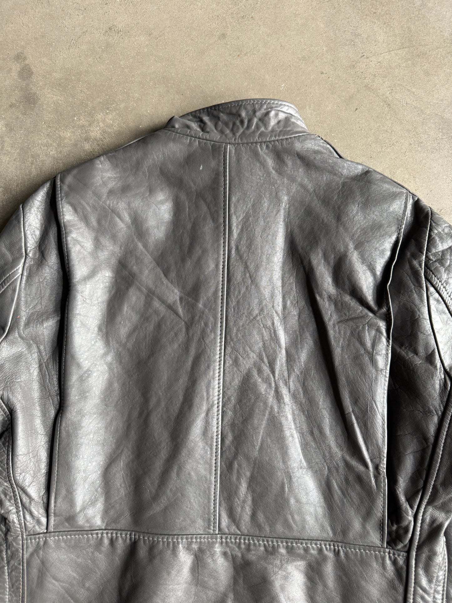 (M) Grey Leather Jacket
