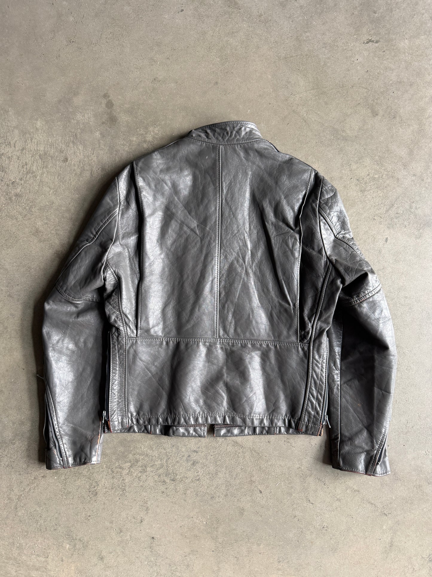 (M) Grey Leather Jacket