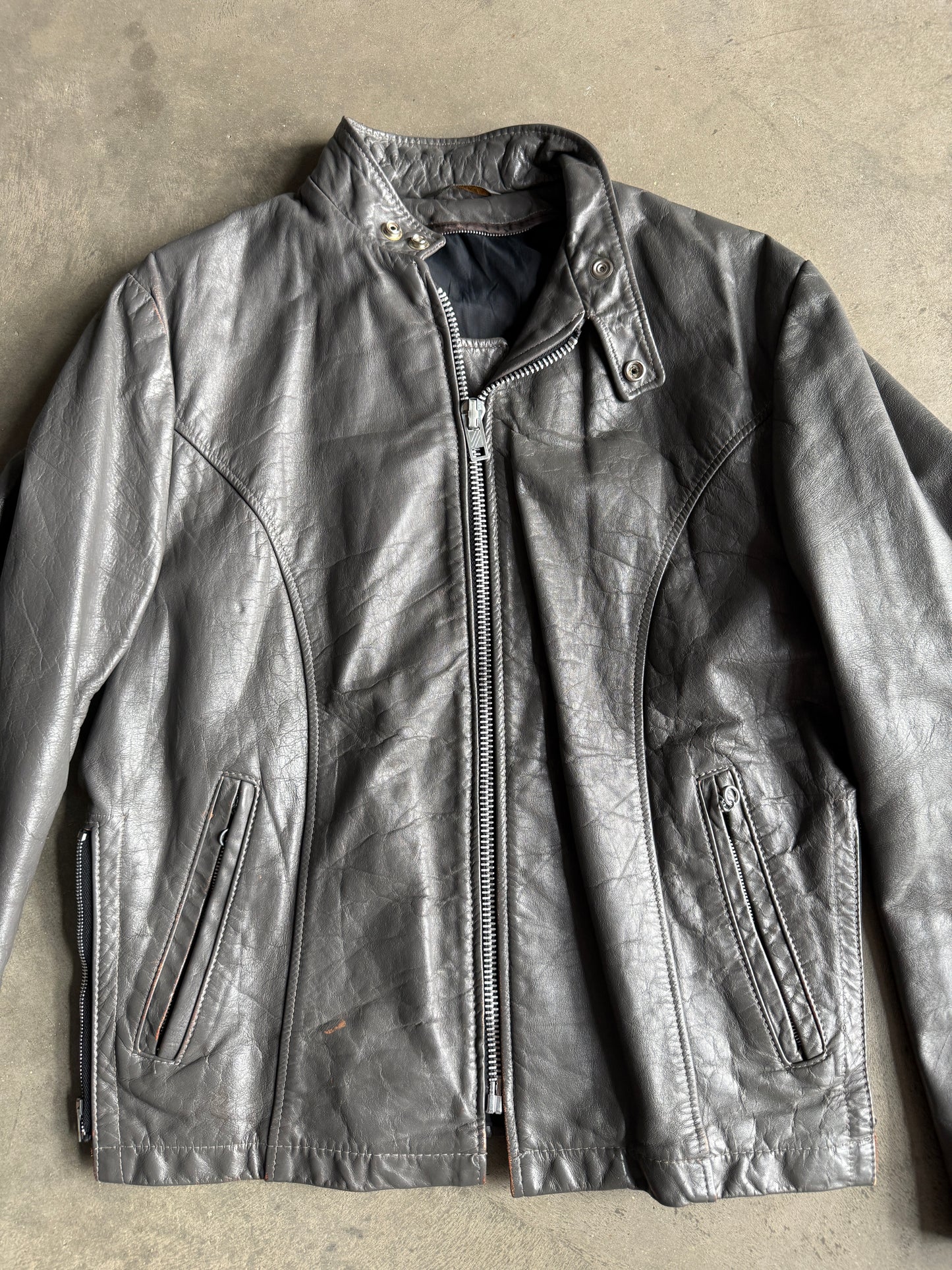 (M) Grey Leather Jacket