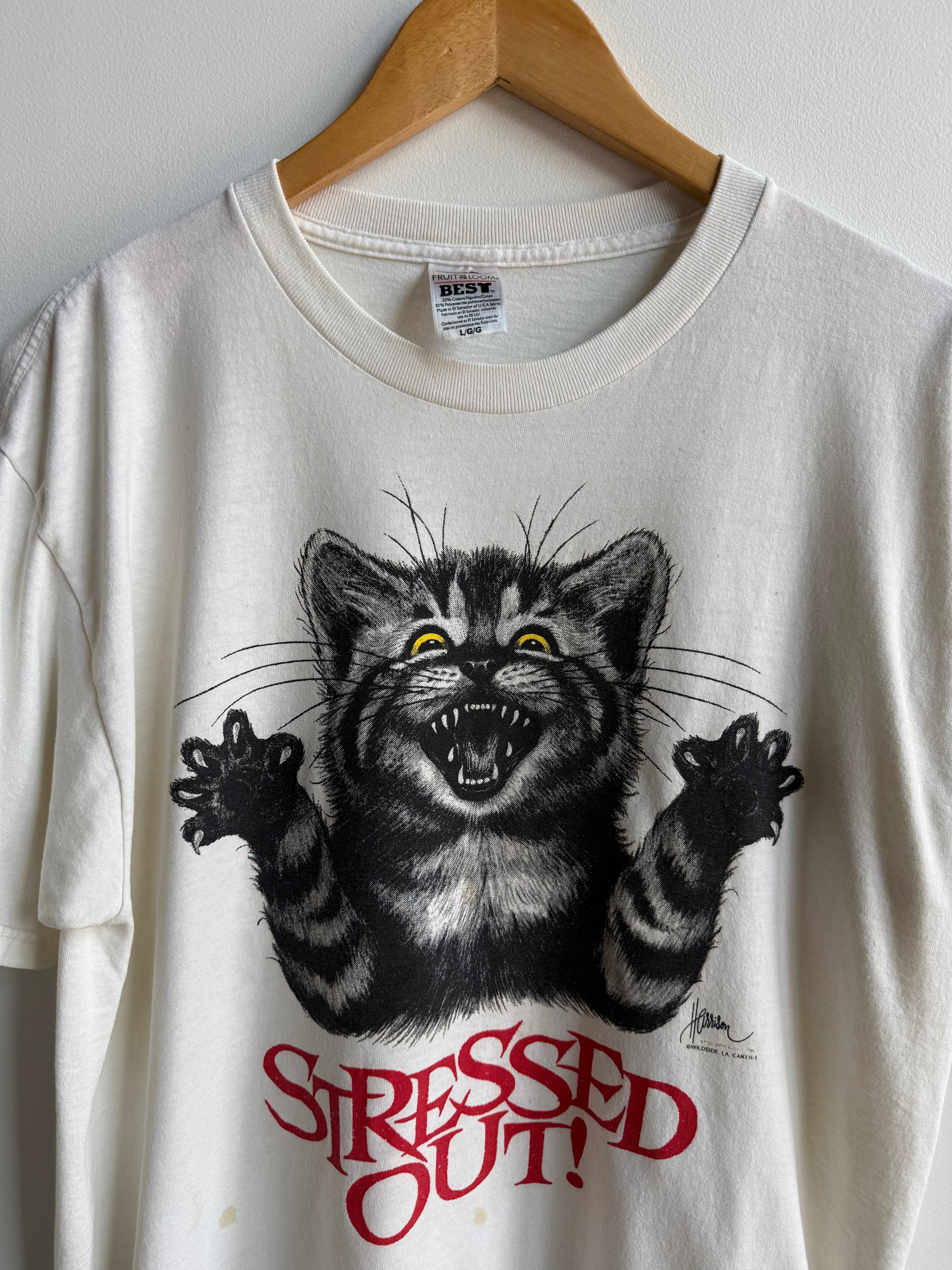 (L) Stressed Out Cat Tee