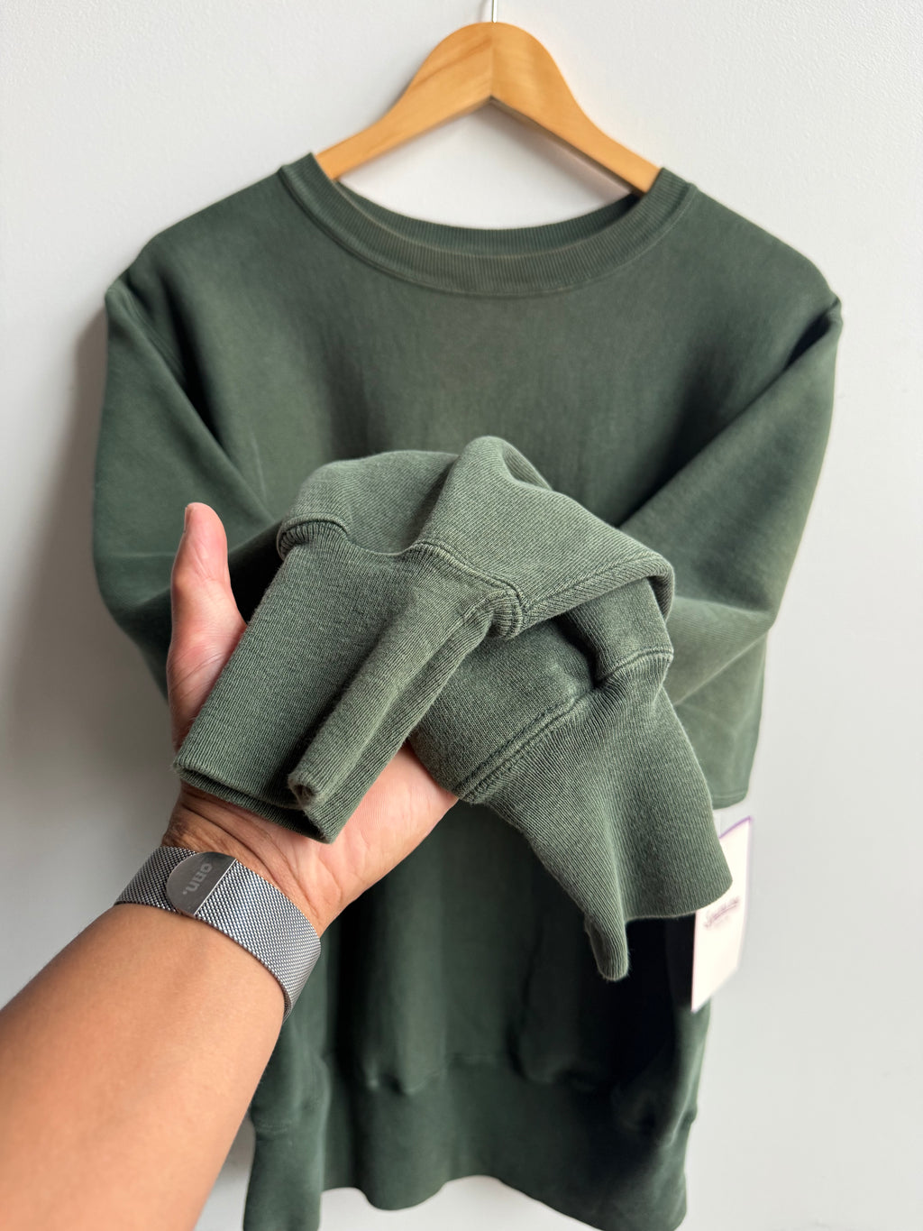 (L) Green Champion Reverse Weave Crew
