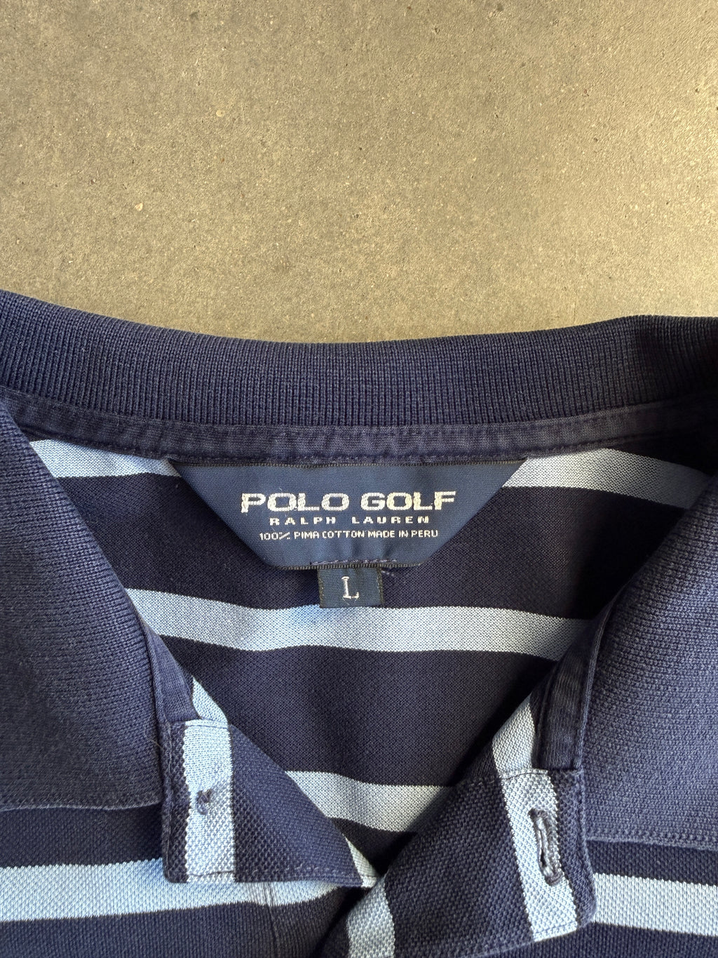 (L) Polo Blue Striped Shirt
