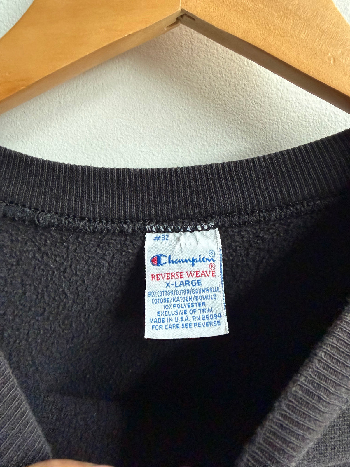(XL) Black Champion Reverse Weave Crew