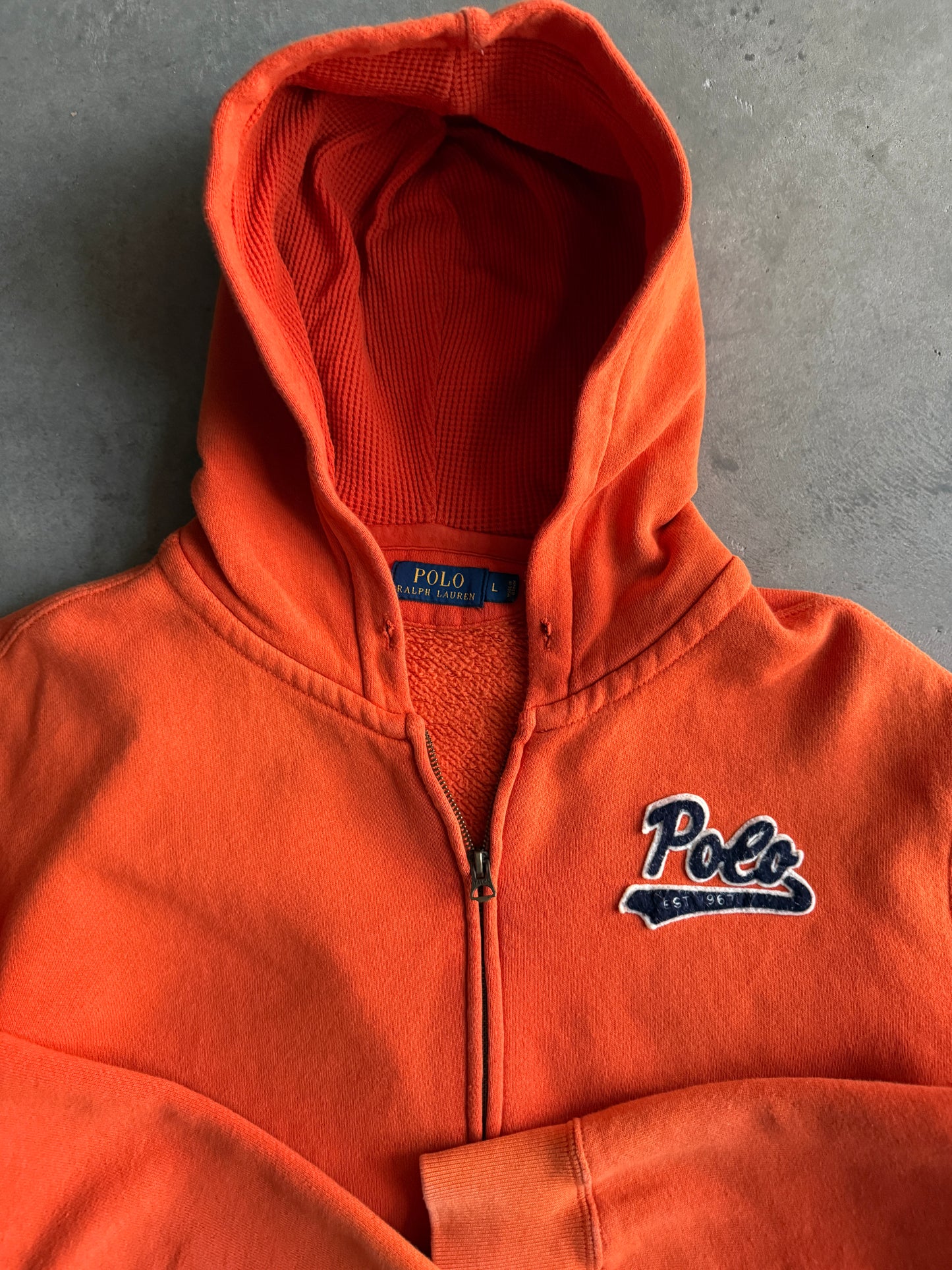 (M) Polo Ralph Lauren Orange Zip Up Hoodie