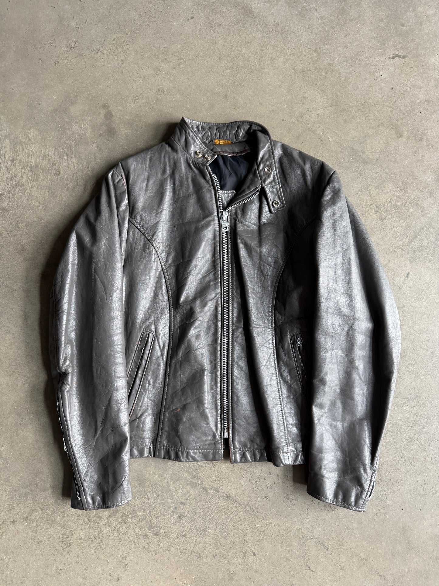 (M) Grey Leather Jacket