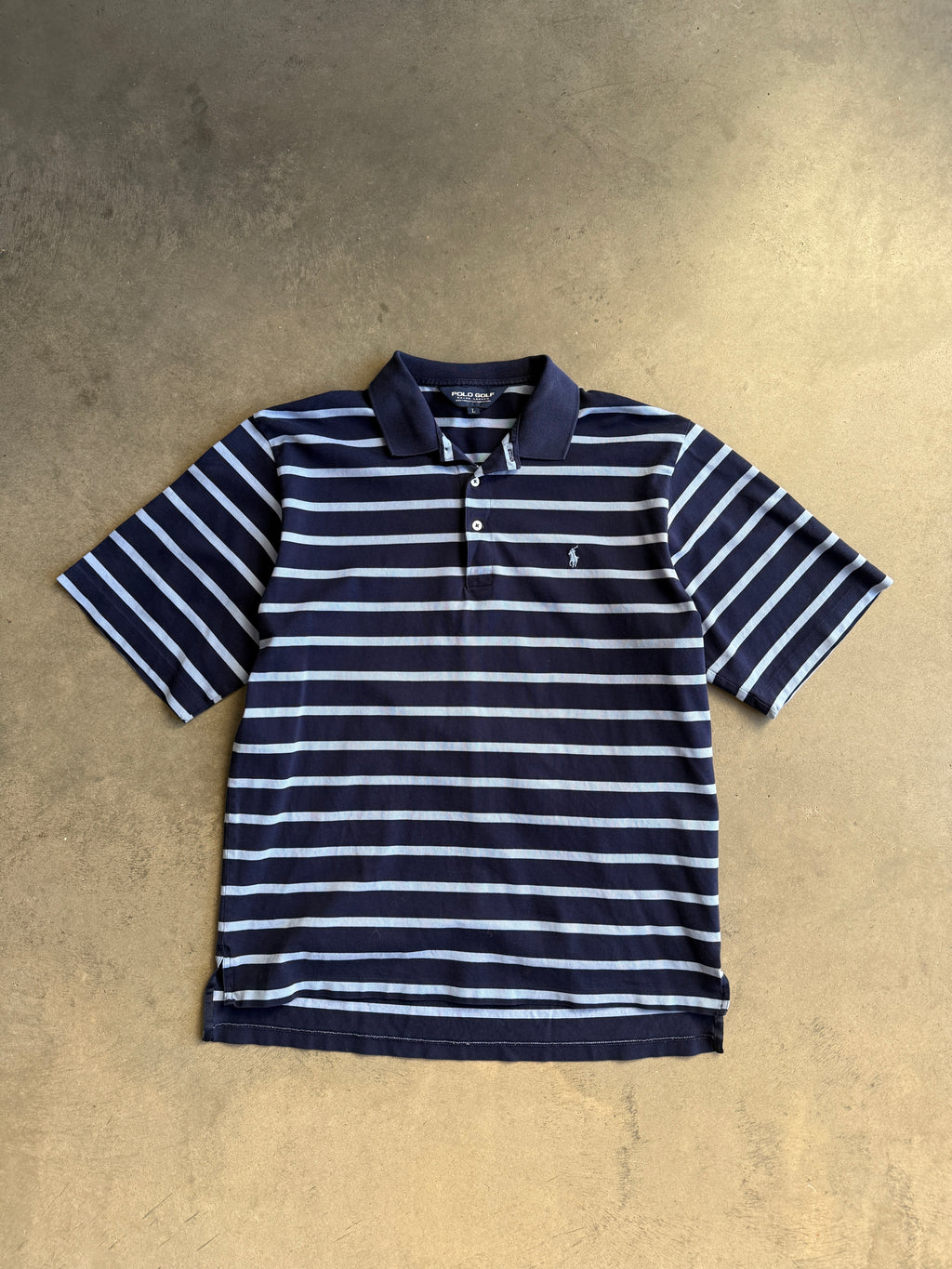 (L) Polo Blue Striped Shirt