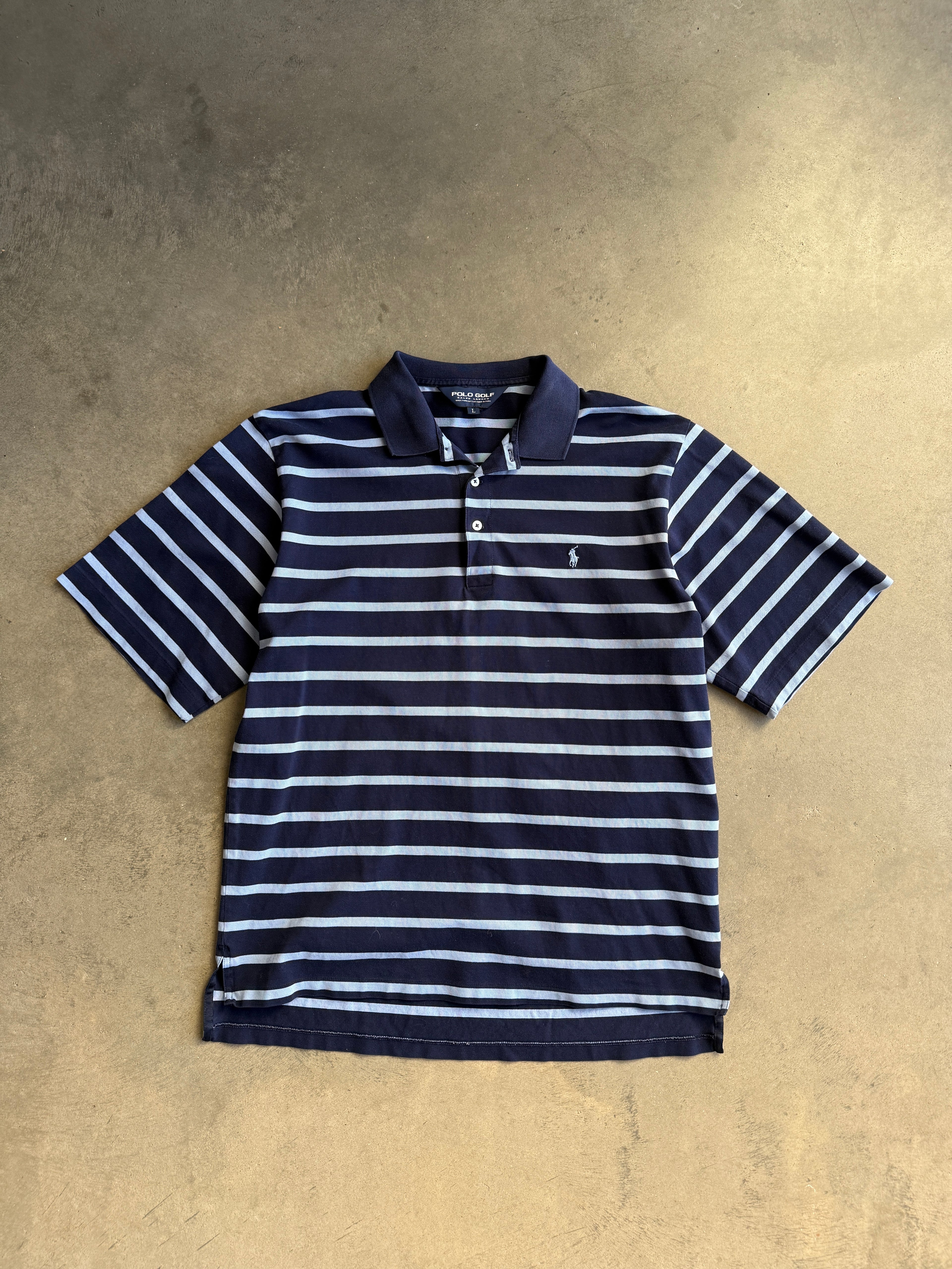 (L) Polo Blue Striped Shirt