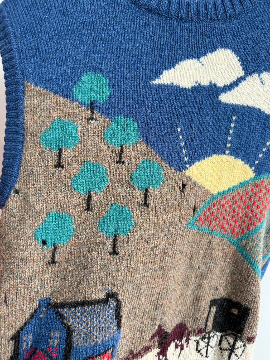 (M) Woolrich Horse Prairie Scene Sweater Vest