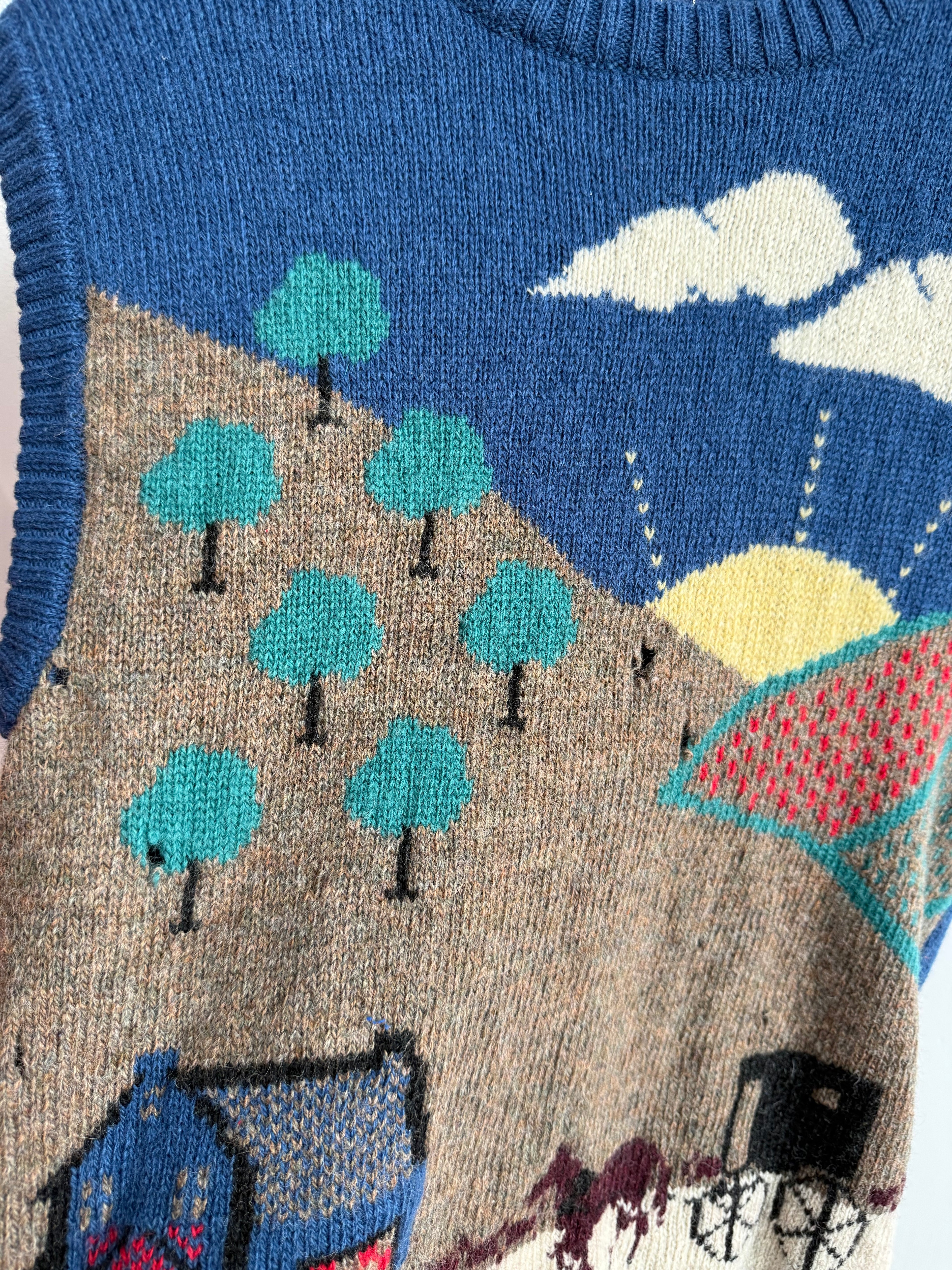 (M) Woolrich Horse Prairie Scene Sweater Vest