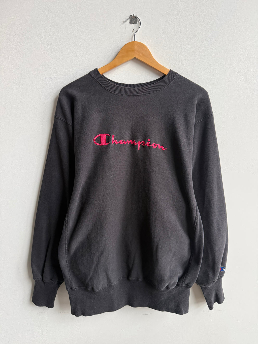 (XL) Black Champion Reverse Weave Crew
