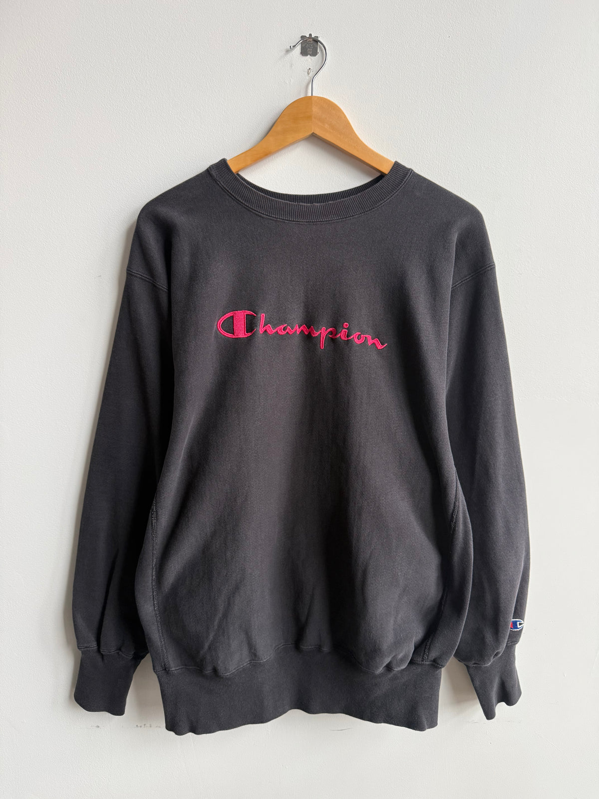 (XL) Black Champion Reverse Weave Crew