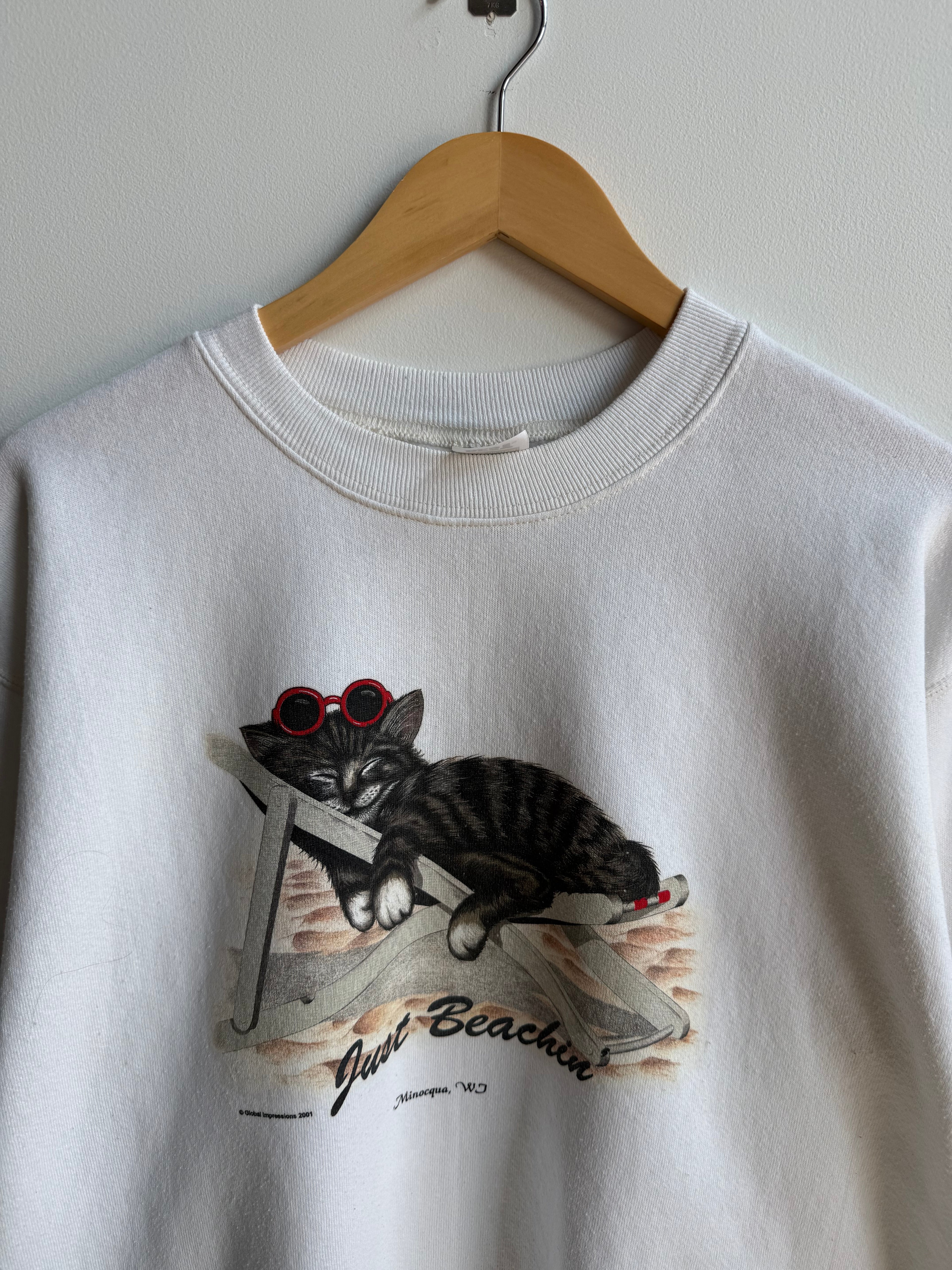 (L) Cat Just Beachin Tee