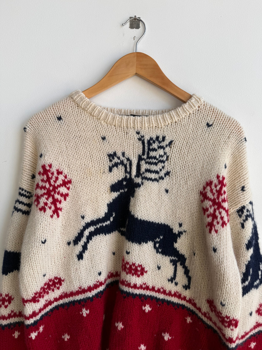 (L) Eddie Bauer Deer Sweater