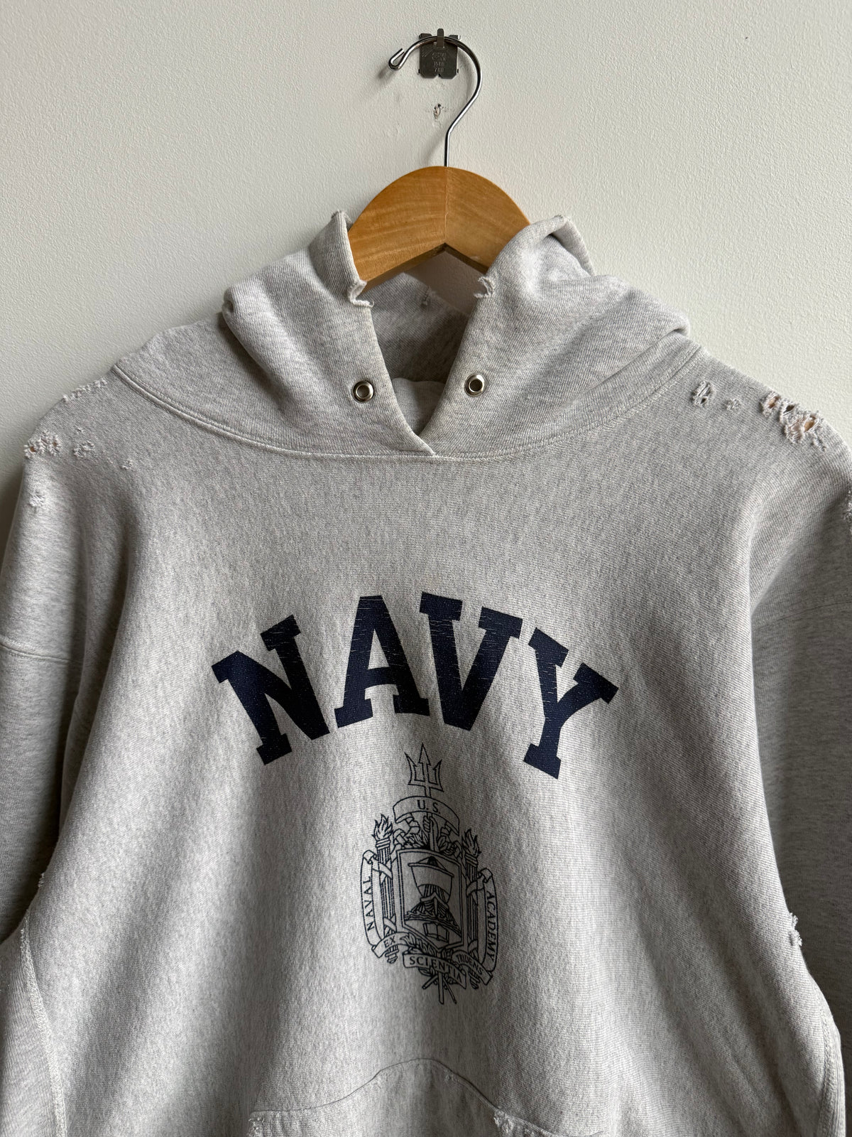 (XL) Navy Reverse Weave Hoodie