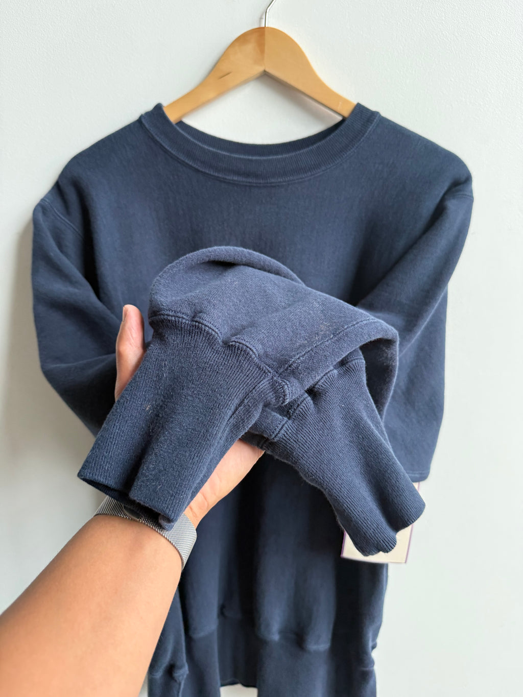 (L) Navy Champion Reverse Weave Crew
