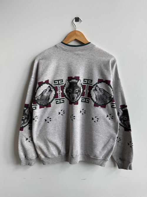 (L) Art Unlimited Wolf Print Crew