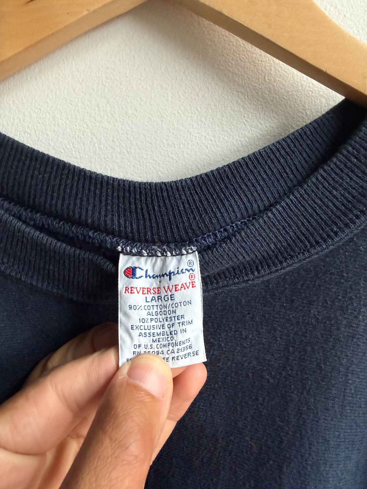(L) Navy Champion Reverse Weave Crew