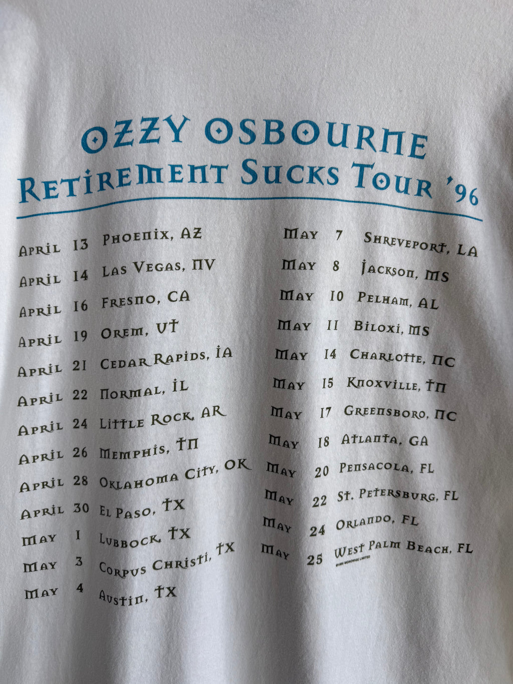 (L) Ozzy Osbourne Retirement Sucks Tour Tee