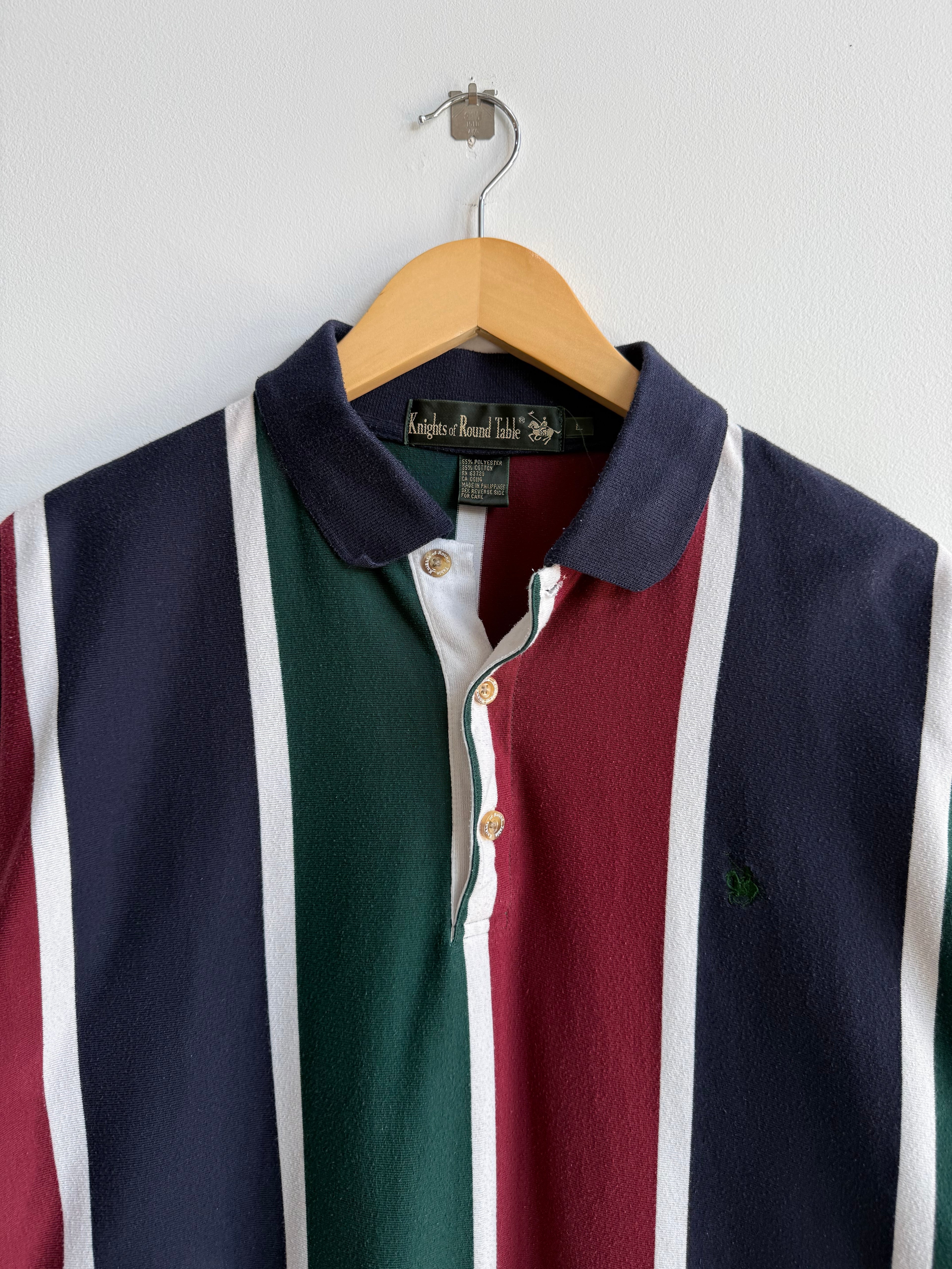 (L) Striped Rugby Polo Shirt