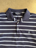 (L) Polo Blue Striped Shirt
