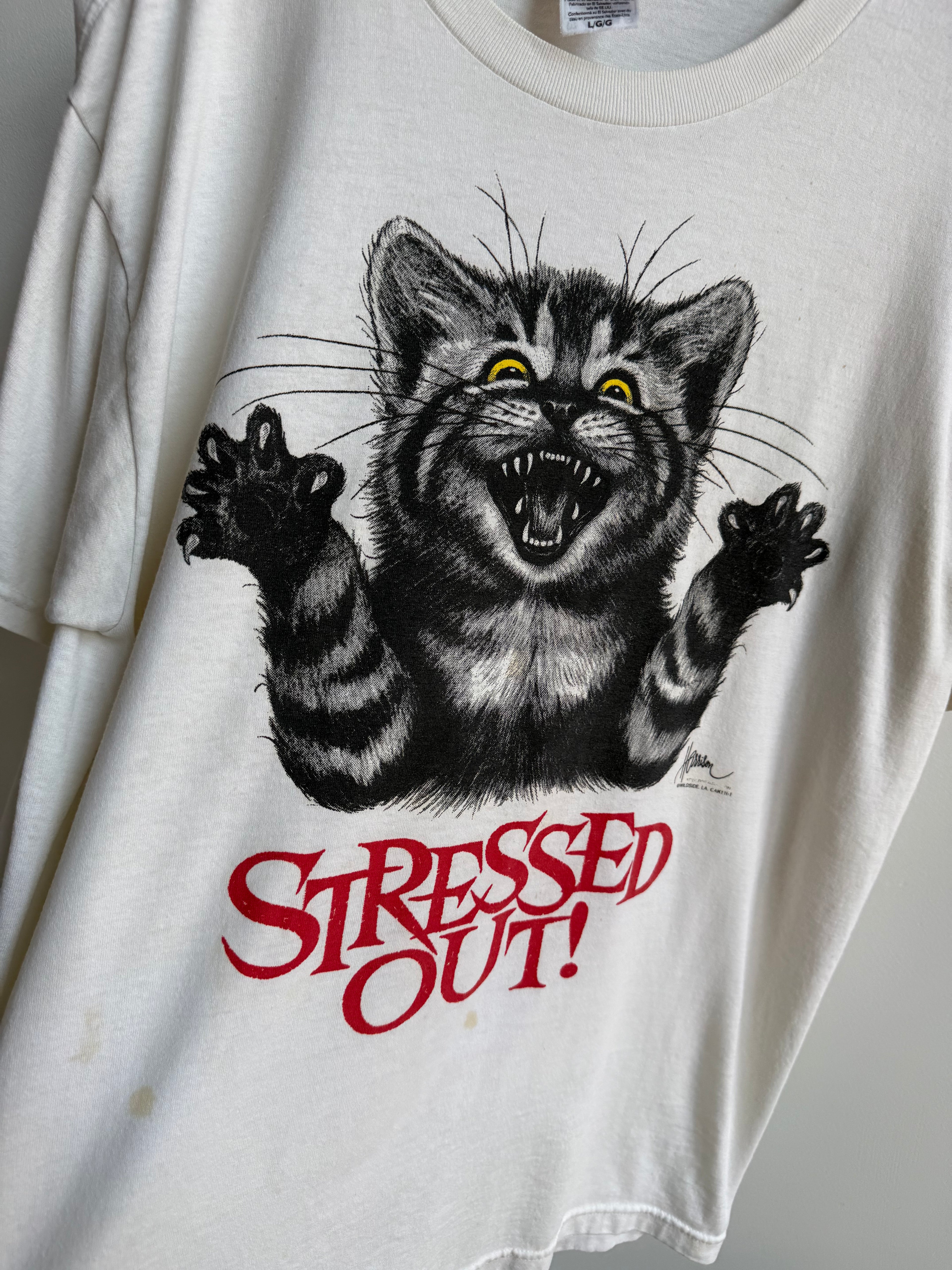 (L) Stressed Out Cat Tee