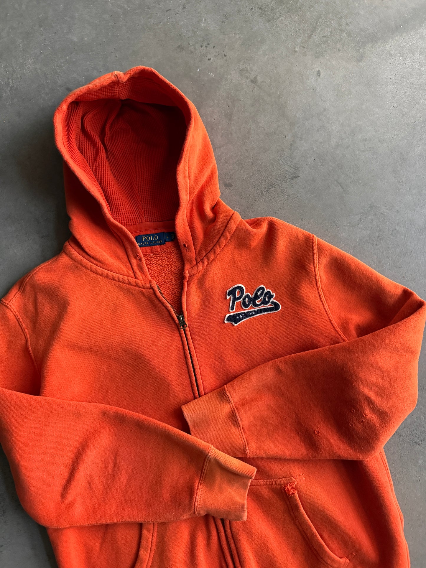 (M) Polo Ralph Lauren Orange Zip Up Hoodie